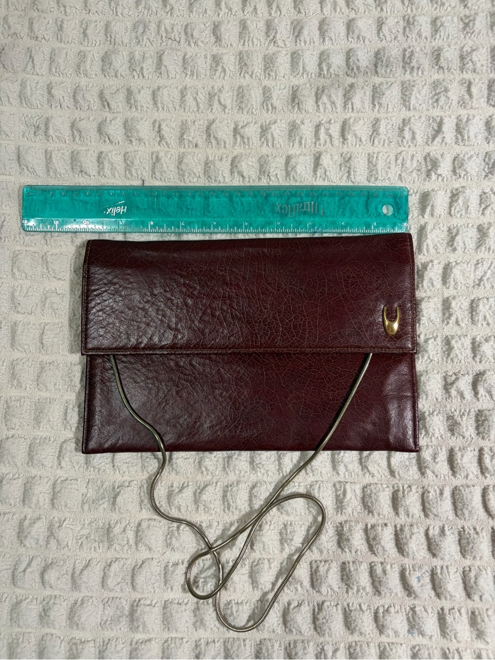 Classic Burgundy Fold-Over Crossbody with Gold Accent-Vintage